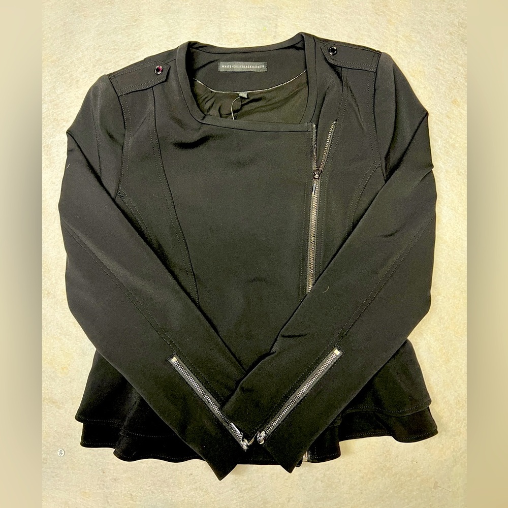 NWT White House Black‎ Market Size 12 Black Essential Zip Moto Jacket